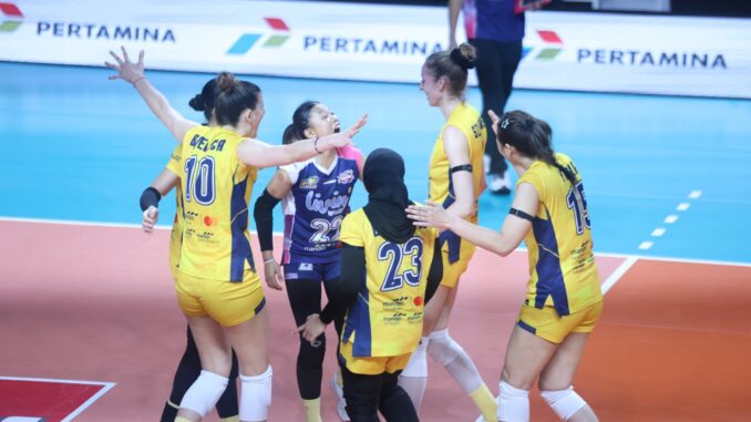 Tim putri Jakarta Livin' Mandiri memetik kemenangan perdana pada putaran kedua Proliga 2026, setelah menumbangkan Medan Falcons tiga set langsung, 3-0. (Foto: PROLIGA/istimewa).