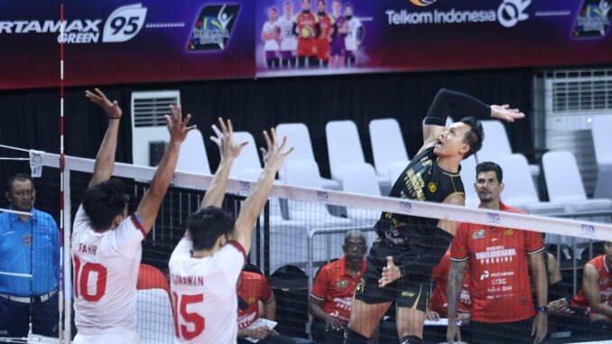 Jakarta Bhayangkara Presisi memastikan ke babak final four Proliga 2026 setelah mengalahkan Medan Falcons Tirta Bhagasasi 3-0, Sabtu 7 Februari 2026 malam. (Foto: PROLIGA/istimewa).