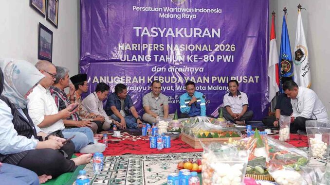 Walikota Malang Tekankan Pentingnya Kolaborasi Pemerintah dan Pers dalam Tasyakuran HPN 2026 dan HUT ke-80 PWI, Minggu (15/2/2026).