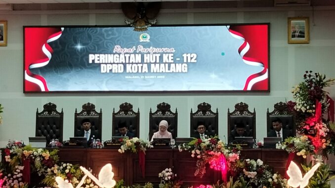 Rapat Paripurna HUT ke-112 DPRD Kota Malang: Rakyat Jadi Prioritas, Selasa (31/3/2026).