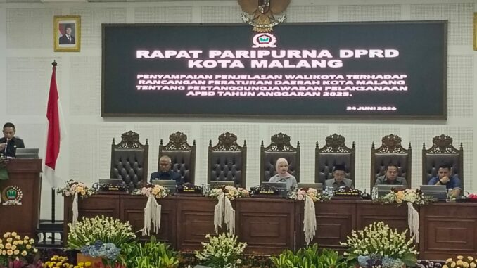 Paripurna DPRD Kota Malang Bahas Pertanggungjawaban APBD 2025 Tahun Pertama Wahyu-Ali, Rabu 24 Juni 2026.