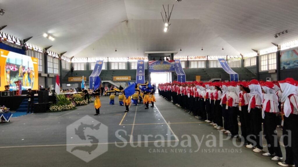Prosesi pengukuhan murid baru SMK PGRI 3 Malang sekaligus penutupan MPLS di Aula Oentoro Koesmardjo Lanal Malang, Kamis (9/7/2026) siang.