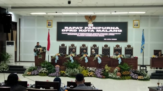 Paripurna, Fraksi DPRD Soroti SiLPA di APBD Kota Malang 2025, Rabu (8/7/2026).