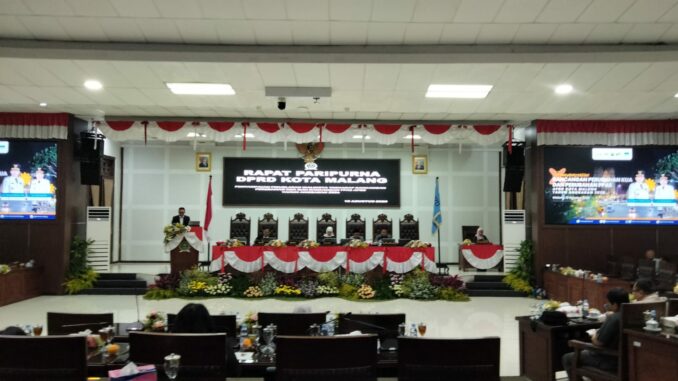 DPRD Kota Malang menggelar Rapat Paripurna Penyampaian Penjelasan Wali Kota terhadap Rancangan Perubahan KUA dan Rancangan PPAS APBD Tahun Anggaran 2026, Senin (10/8/2026)