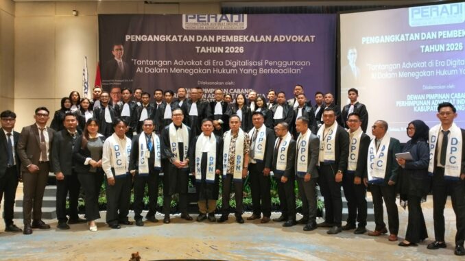 Lantik 25 Advokat Baru, PERADI RBA Kabupaten Malang Tekankan Etika dan "Human in Control" di Era AI, Selasa (11/8/2026).