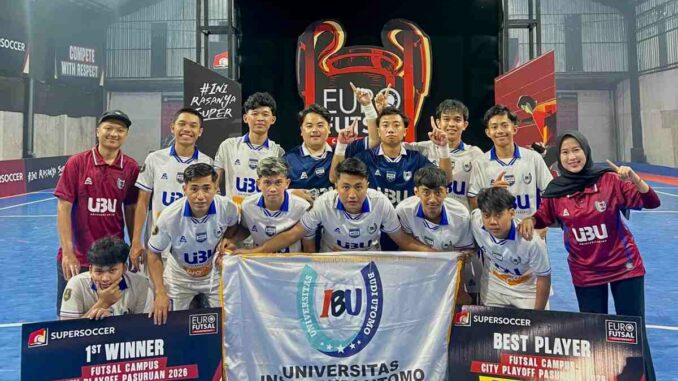 Merajai Zona Selatan! Futsal UIBU Borong Gol dan Raih Juara di Pasuruan. (ist).