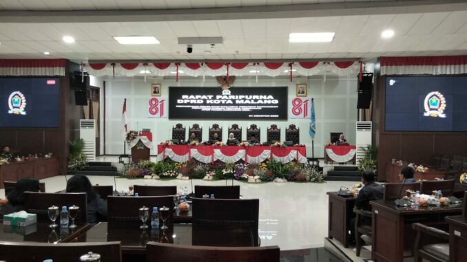 RAPAT PARIPURNA: DPRD Kota Malang Tekankan Prioritas, Belanja Daerah Naik 6% Jadi Rp2,62 Triliun, Senin (31/8/2026).