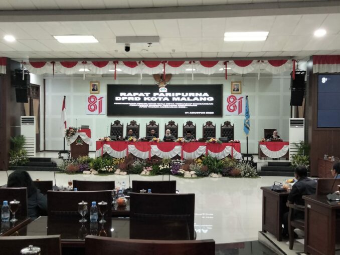 RAPAT PARIPURNA: DPRD Kota Malang Tekankan Prioritas, Belanja Daerah Naik 6% Jadi Rp2,62 Triliun, Senin (31/8/2026).