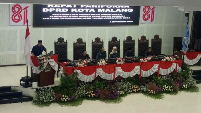 PARIPURNA: APBD Perubahan 2026 Disorot, DPRD Kota Malang: Anggaran Harus Tepat Sasaran, Rabu (2/9/2026).
