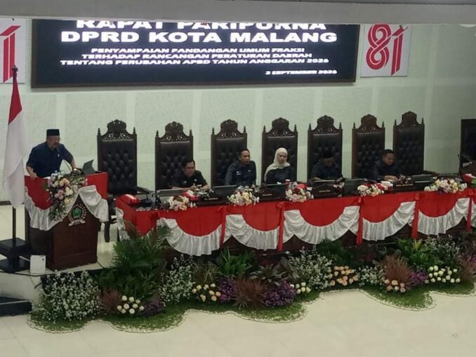 PARIPURNA: APBD Perubahan 2026 Disorot, DPRD Kota Malang: Anggaran Harus Tepat Sasaran, Rabu (2/9/2026).