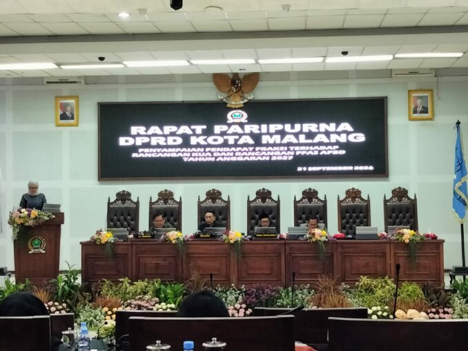 PARIPURNA: DPRD Kota Malang Soroti Efektivitas Belanja di KUA-PPAS 2027, Senin (21/9/2026).