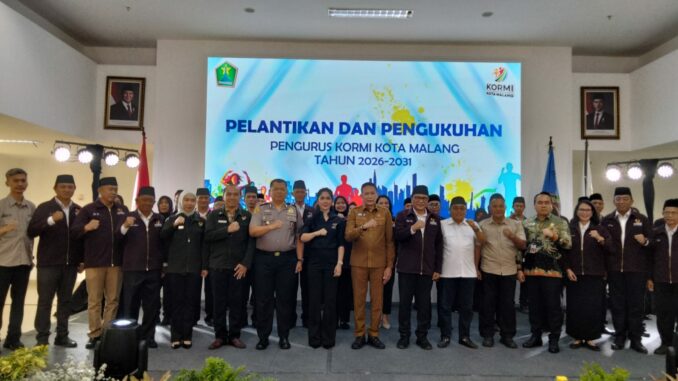 Wali Kota Wahyu Hidayat Lantik Pengurus Baru, Minta KORMI Kota Malang Harumkan Nama di FORPROV Jember, Selasa (20/10/2026).